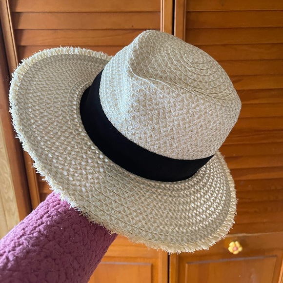 Eric Javits Look Again Packable Squishee Fedora Sun Hat cream Black Band - Picture 7 of 9